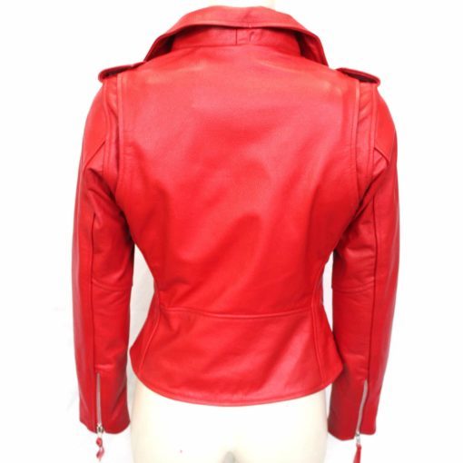 red leather biker women jacket