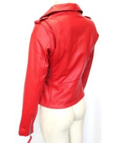 red biker leather women jacket