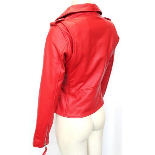 red biker leather women jacket