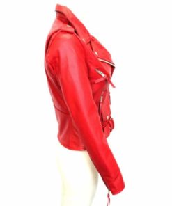 leather red jacket ladies