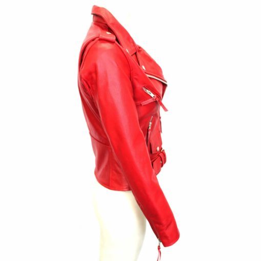 leather red jacket ladies