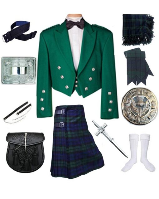 Prince Charlie Blackwatch Kilt Outfit - 11 pcs