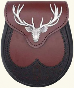 Stag Head Leather Sporran