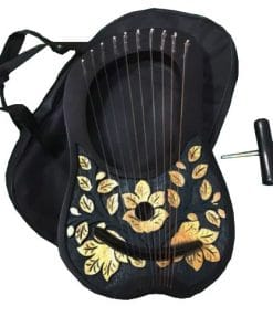 Rosewood 10 Strings Black/Gold Lyre Harp