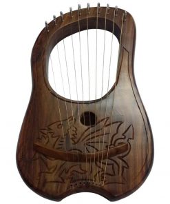 Lyre Harp 10 Metal Stings Engraved Welsh Dragon