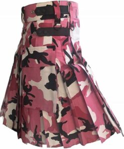 Men Pink Camouflage Utility Kilt