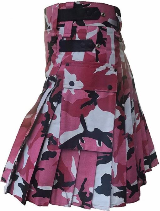 Men Pink Camouflage Utility Kilt