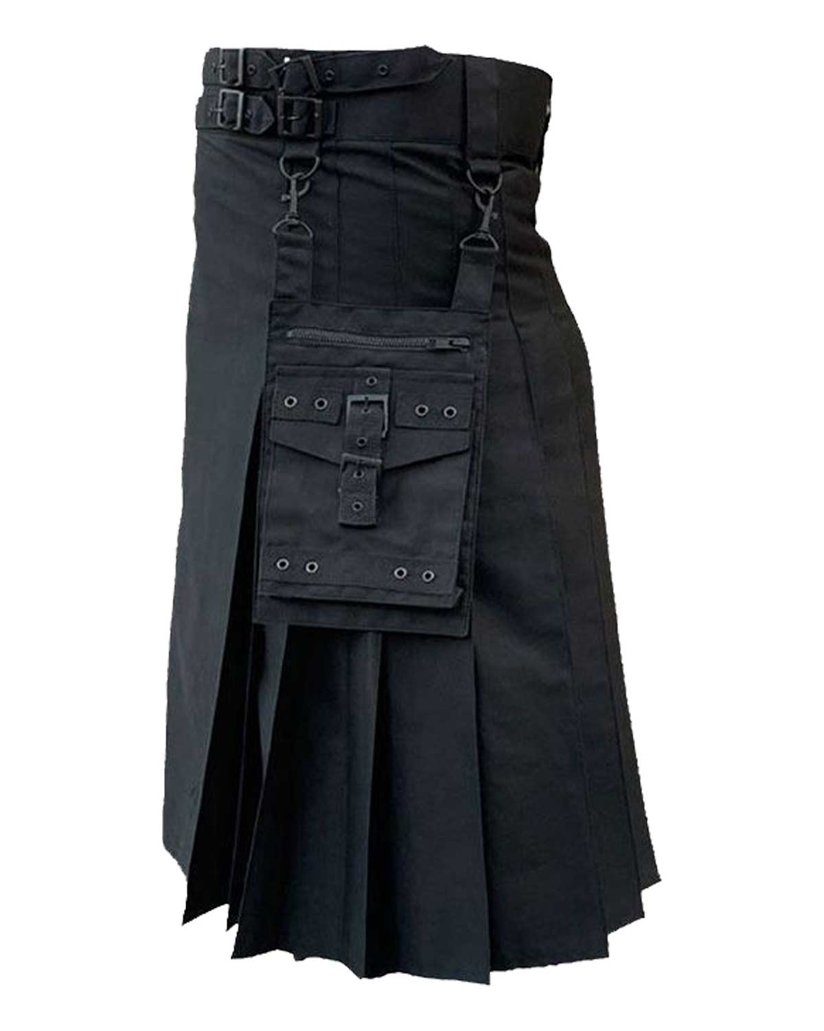 Modern Black Utility Kilt
