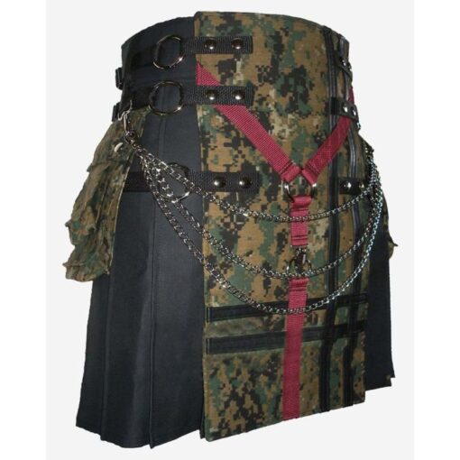 Black Digital Camouflage Kilt