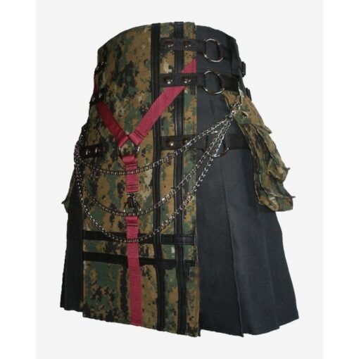 Black Digital Camouflage Kilt