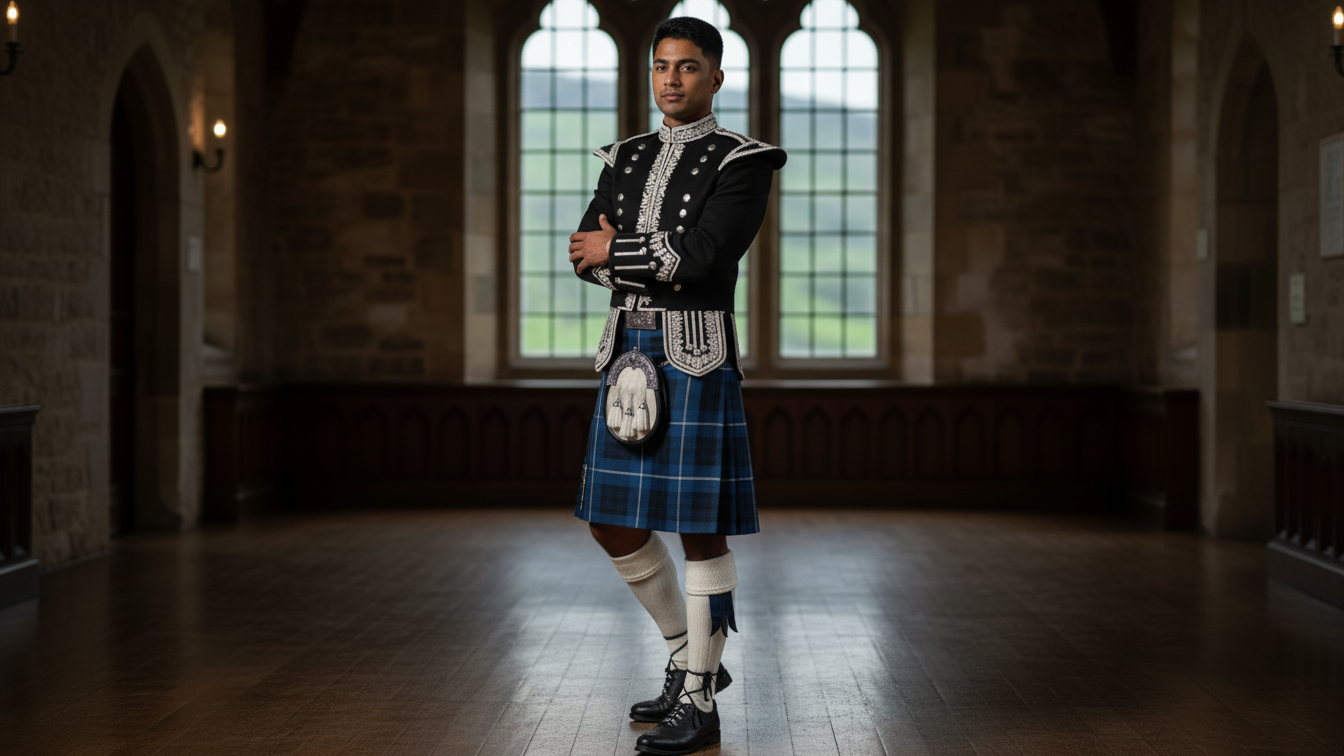 traditional embroidered Highland jacket for men