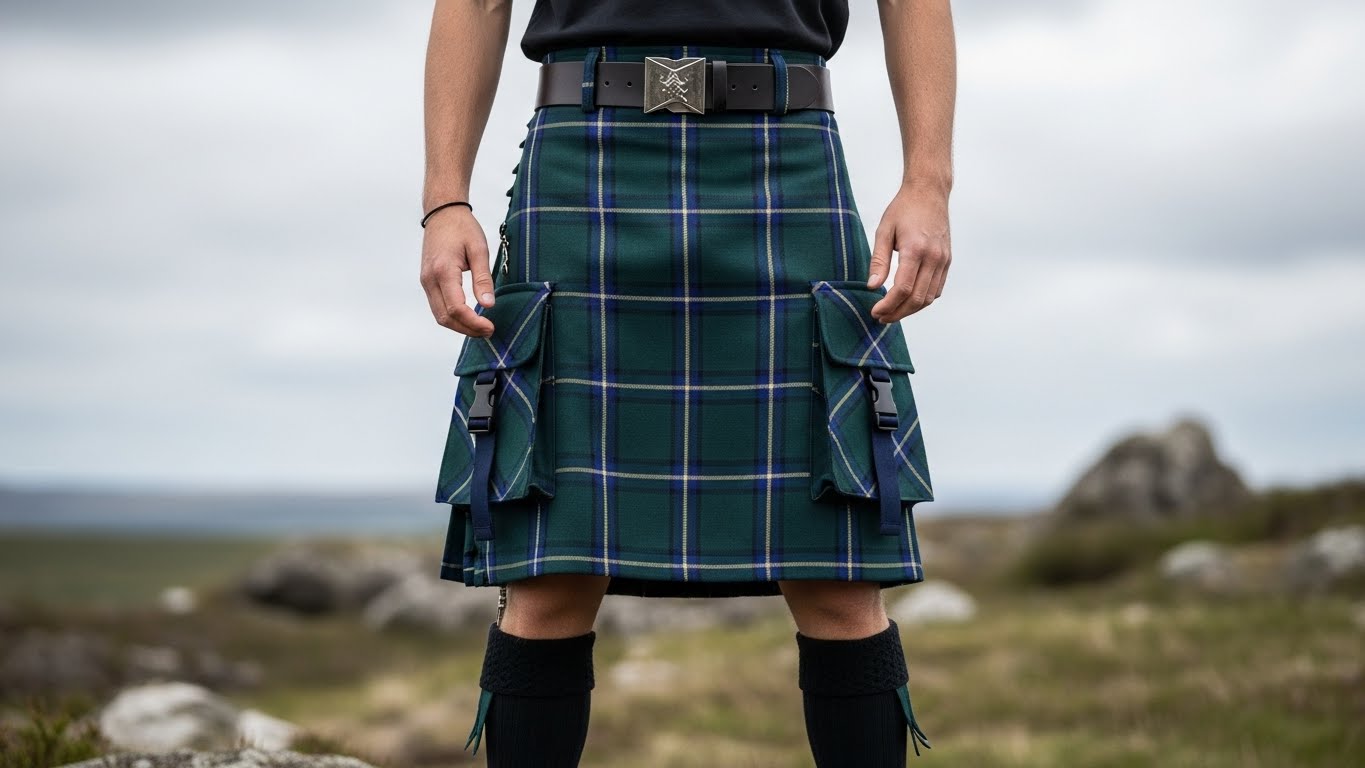 Handmade Scottish tartan utility kilt
