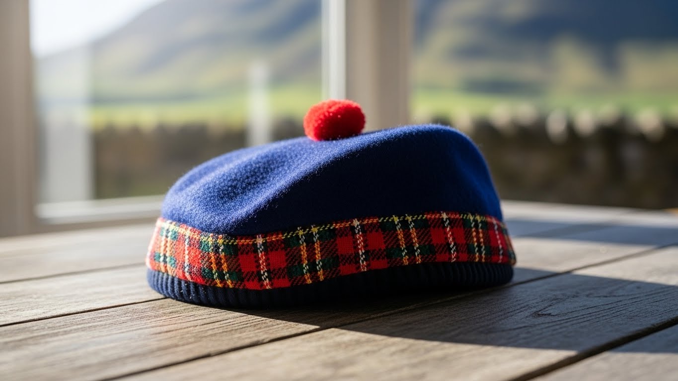 Scottish hat with kilt outfit traditional wear