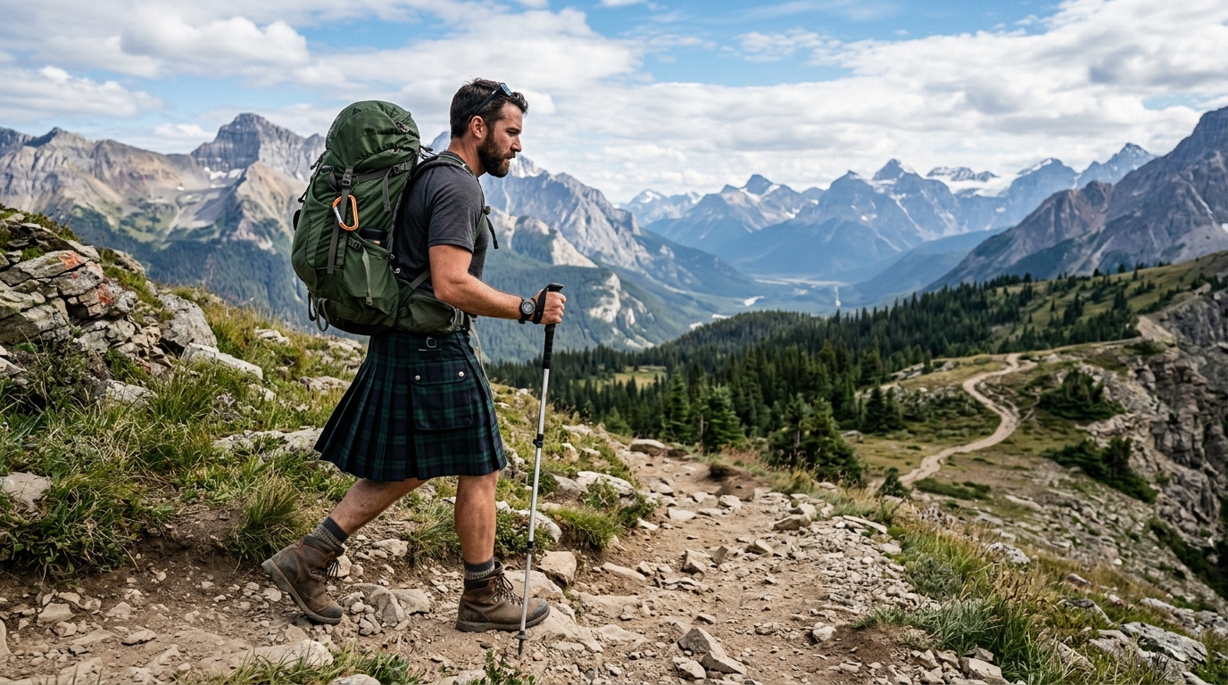 Handmade Scottish Hiking Kilt with adjustable leather straps