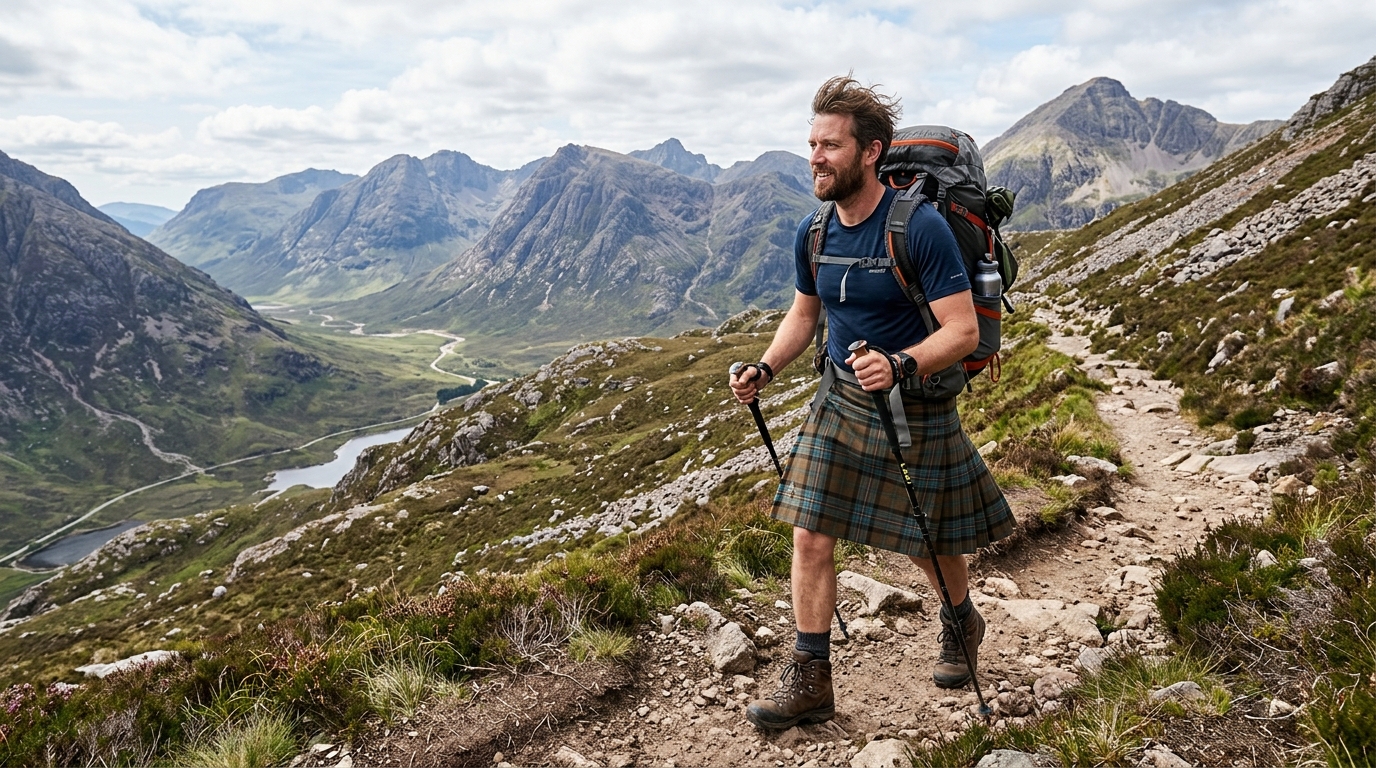Men's Hiking Kilt with breathable 13oz tartan fabric