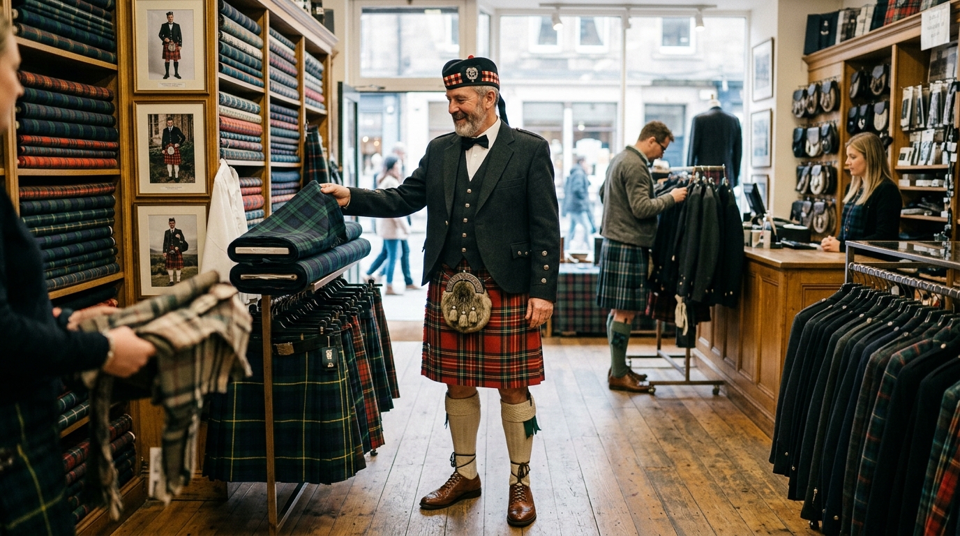Traditional Highland kilt hose with kilt accessories
